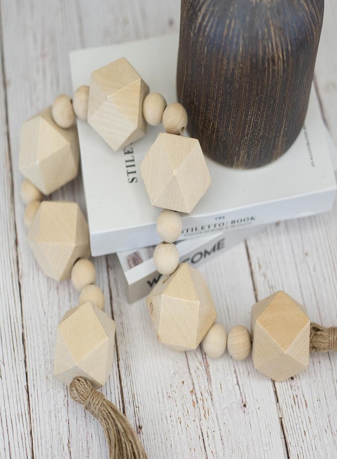 RUIRUICO Extra Large Wood Bead Garland with 2" Diameter Geometric Wooden Beads, Decorative Beads for Farmhouse Decor (Natural, 35 Inches) - Image 5