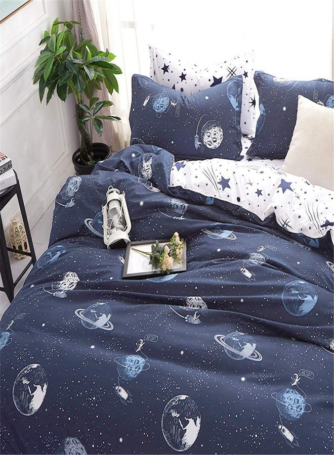 JQWUPUP Galaxy Duvet Cover Set Queen, Planet Microfiber (1 Duvet Cover and 2 Pillow Shams, No Comforter Insert) Gift for Teen Kids Boys Girls, Lightweight (Queen, Universe) - Image 3