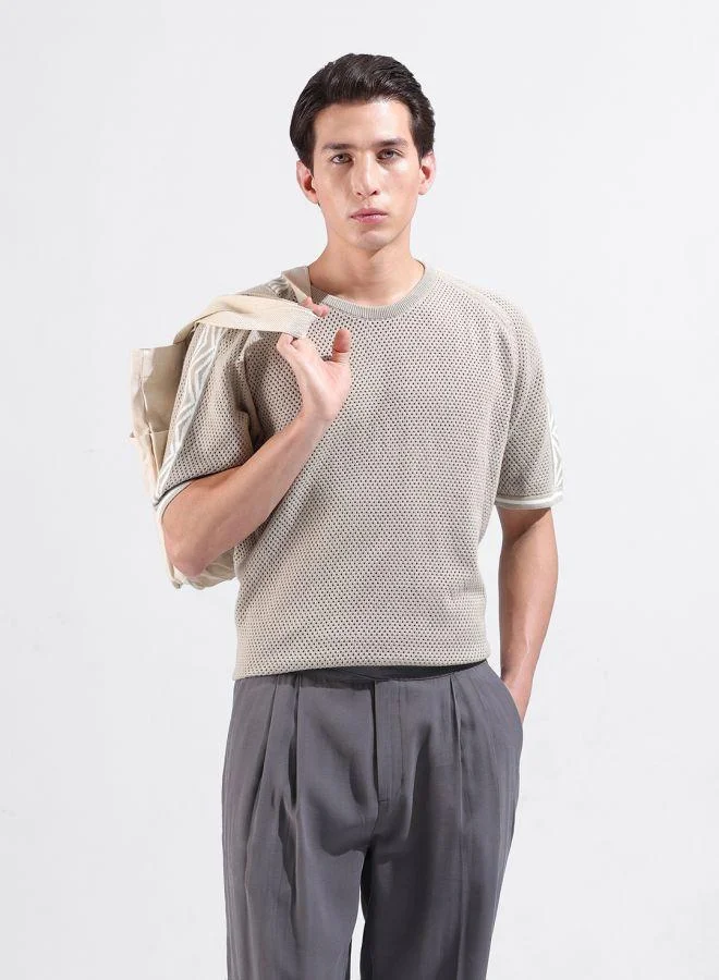 The Indian Garage Co Men Oversized Fit Solid Crew Neck Half Sleeves T-Shirt