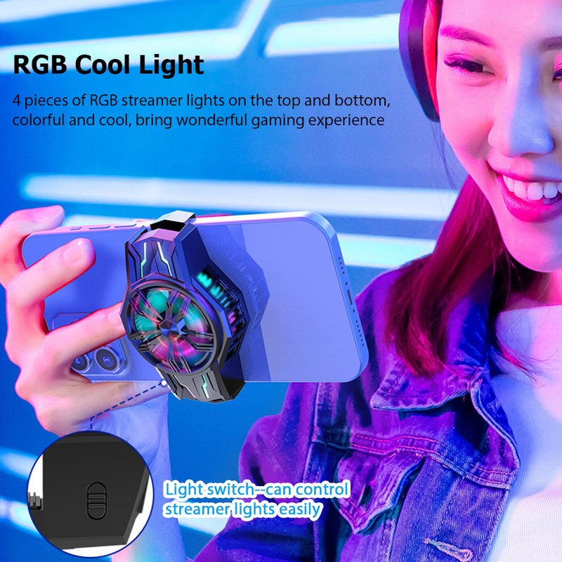 S1-3030 Semiconductor Cell Phone Cooler RGB Mobile Phone Radiator Mini Smartphone Cooling Fan Low Noise for Game Movie Live Streaming Vlog Support 68-93mm Wide Phones - Image 2