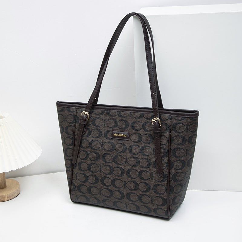Guangzhou Fashion Bag Women'S Autumn Niche All-Match Commuter Bag Printed Vintage Large Capacity Tote Bag - Image 1