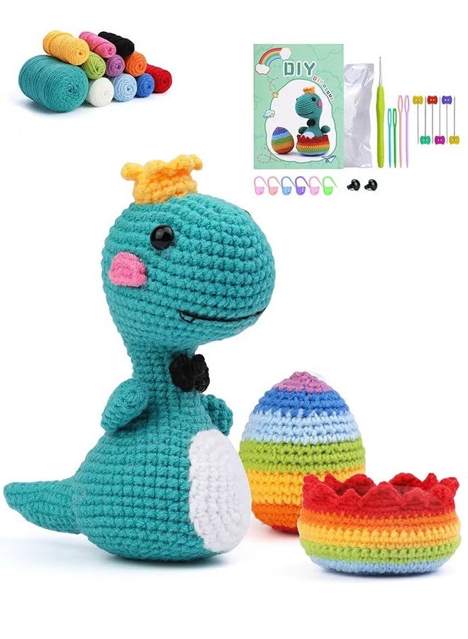 Beginner Crochet Kit for Adults, Knitting & Crochet Animal Kit with Step-by-Step Video Tutorials, DIY Handmade Craft Set (Blue) - Image 1