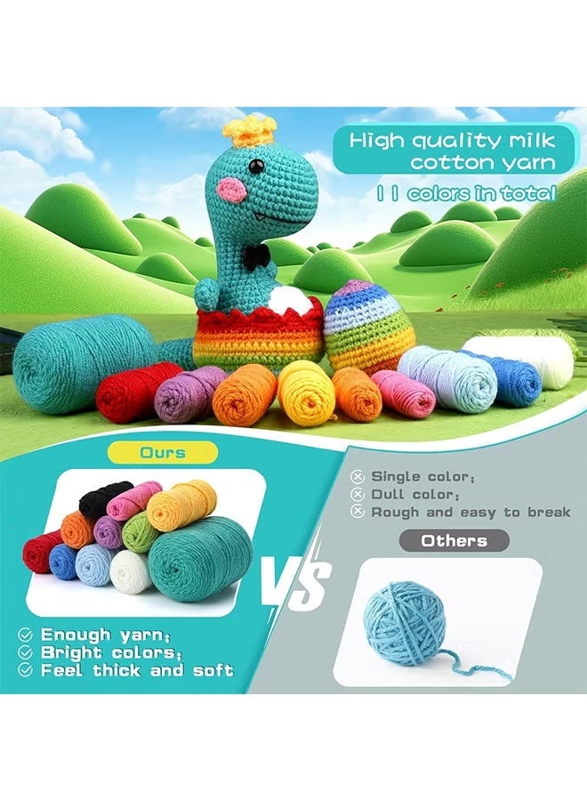 Beginner Crochet Kit for Adults, Knitting & Crochet Animal Kit with Step-by-Step Video Tutorials, DIY Handmade Craft Set (Blue) - Image 3
