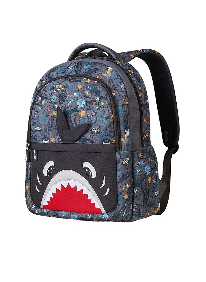 Nohoo Set Of 4 16 Inch School Bag With Lunch Bag, Handbag And Pencil Case Shark - Grey  - Image 2