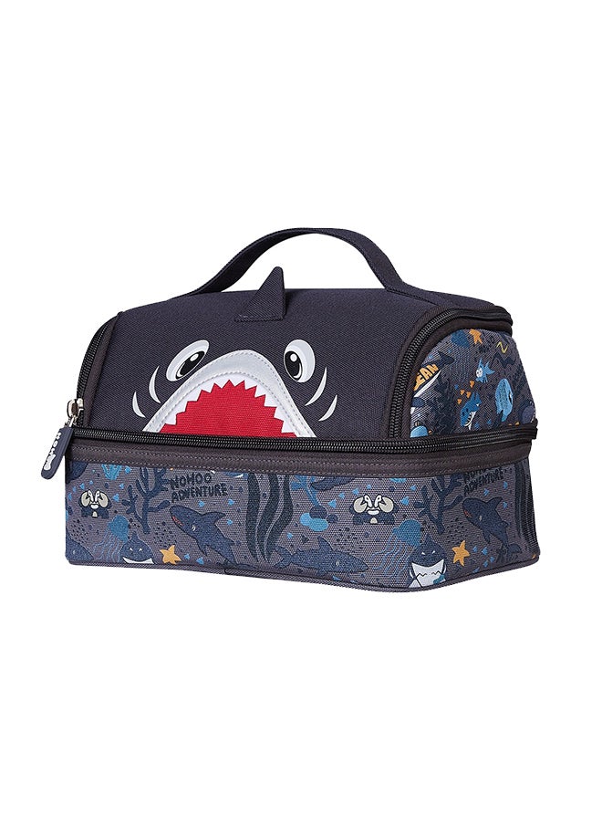 Nohoo Set Of 4 16 Inch School Bag With Lunch Bag, Handbag And Pencil Case Shark - Grey  - Image 5