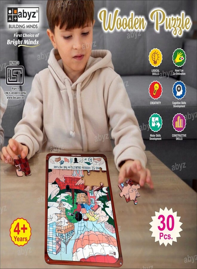 أحجية الصور المقطوعة الخشبية من ABYZ - مجموعة لعب ركوب منطاد الهواء الساخن للمرح والتعليم والمستكشفين الصغار، 30 قطعة ألعاب ممتعة متعددة الألوان | هدية عيد ميلاد للأطفال من سن (3-6 سنوات). - Image 4