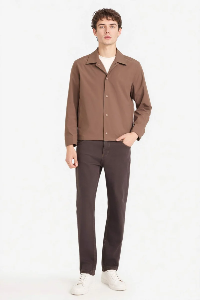 Defacto Regular Fit Shirt Collar Snap Button Jacket