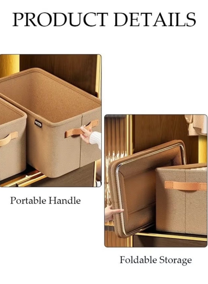 4PCS Foldable Closet Storage Box with Handle, Collapsible Fabric Storage Cubes Organizer, Stackable Storage Bins Closet Organizers For Organizing Clothing, Sheets, Toys, Books - Image 3