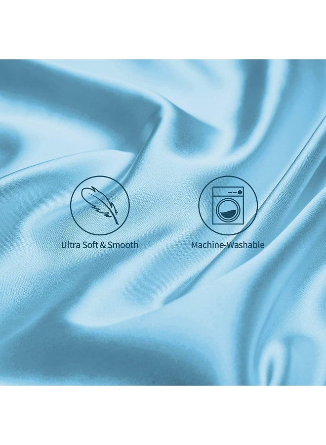 Somerfield Somer Field - Silk Pillowcases For Hair And Skin 2 Pack Standard Size with Envelope Closure (2 Pcs Pillowcases (50 x 75 cm) (Light Blue) - Image 5