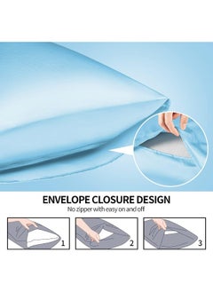 Somerfield Somer Field - Silk Pillowcases For Hair And Skin 2 Pack Standard Size with Envelope Closure (2 Pcs Pillowcases (50 x 75 cm) (Light Blue)  - Image 3