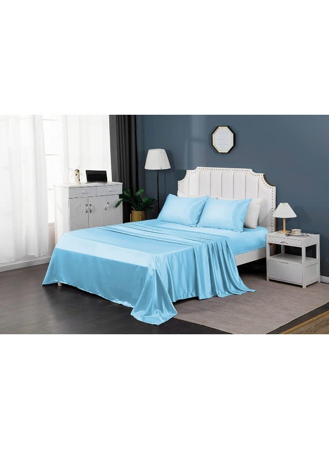 Somerfield Somer Field - Silk Pillowcases For Hair And Skin 2 Pack Standard Size with Envelope Closure (2 Pcs Pillowcases (50 x 75 cm) (Light Blue) - Image 2