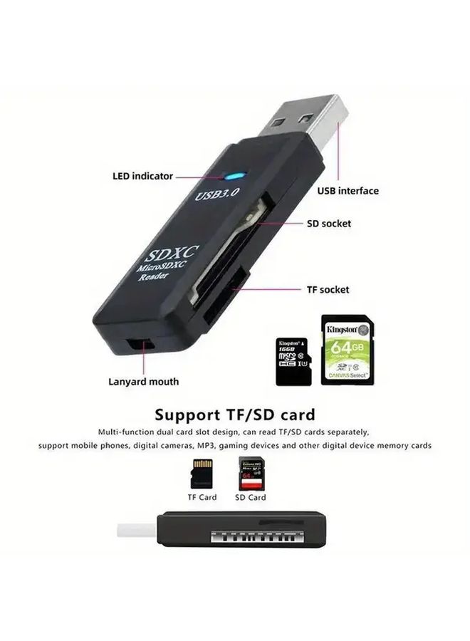 HF30 Black 6 In 1 USB C Card Reader Adapter High Speed Compact For Mobile Phone - Image 5