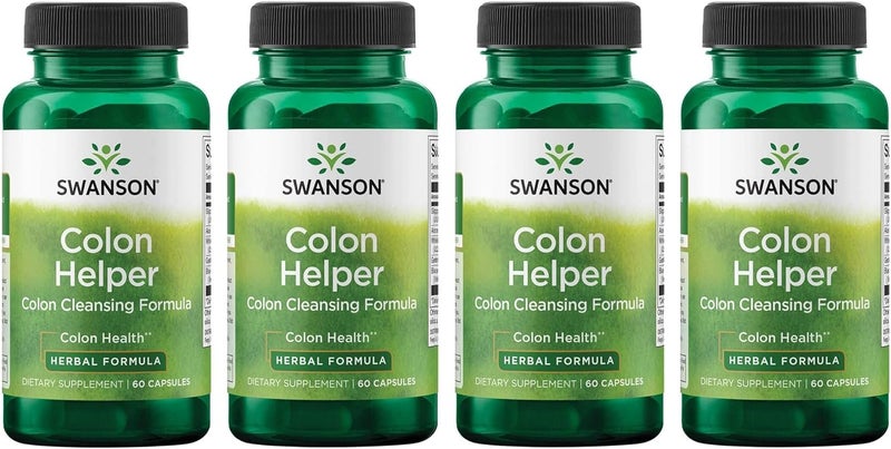 Swanson Colon Helper  Promotes Digestive Health Using Vervain Goldenseal Root Slippery Elm Bark  More  Herbal Supplement Aiding Healthy Eliminations  60 Capsules 1 Pack 4 Pack - Image 1