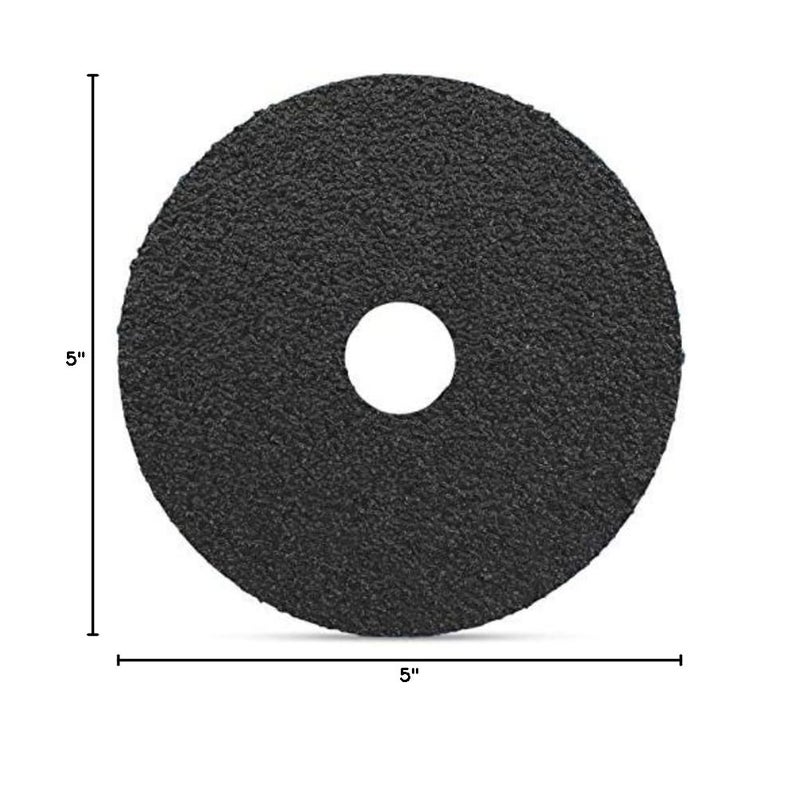 Silicon Carbide Resin Fiber Sanding and Grinding Discs, 5” x 7/8” Arbor Hole - 25 Pack (80 Grit)