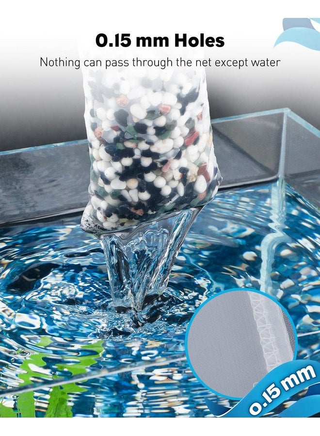 Pawfly Pawfly 4 Pack Aquarium Filter Media Bags, Fish Tank Extra Fine Mesh Bag with Drawstring 150 Micron Aquarium Mesh Bag for Fine Resins, Activated Carbon, Bio Filter Balls, 8" x 3" Ceramic Rings  - Image 4