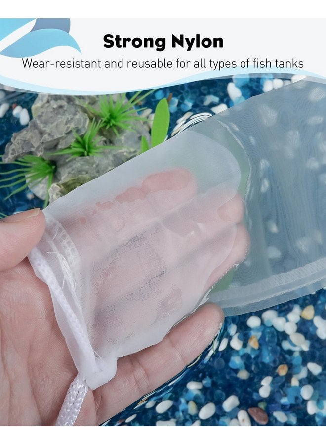 Pawfly Pawfly 4 Pack Aquarium Filter Media Bags, Fish Tank Extra Fine Mesh Bag with Drawstring 150 Micron Aquarium Mesh Bag for Fine Resins, Activated Carbon, Bio Filter Balls, 8" x 3" Ceramic Rings  - Image 3