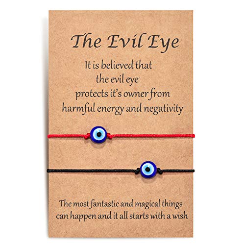 Shonyin Evil Eye Bracelet Lucky Red String Rakhi for Brother Set of 2 Protection Kabbalah Ojo Turco Mal De Adjustable Bracelets Handmade Nazar Amulet Jewelry Gift For Women Men Family Friend 2pcs - Image 1