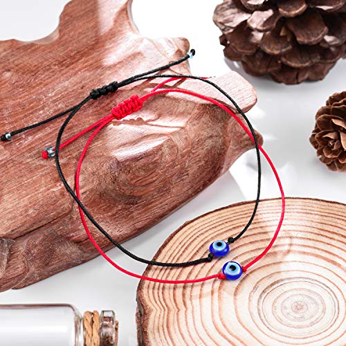 Shonyin Evil Eye Bracelet Lucky Red String Rakhi for Brother Set of 2 Protection Kabbalah Ojo Turco Mal De Adjustable Bracelets Handmade Nazar Amulet Jewelry Gift For Women Men Family Friend 2pcs - Image 2