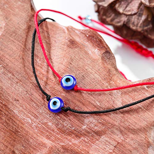 Shonyin Evil Eye Bracelet Lucky Red String Rakhi for Brother Set of 2 Protection Kabbalah Ojo Turco Mal De Adjustable Bracelets Handmade Nazar Amulet Jewelry Gift For Women Men Family Friend 2pcs - Image 3