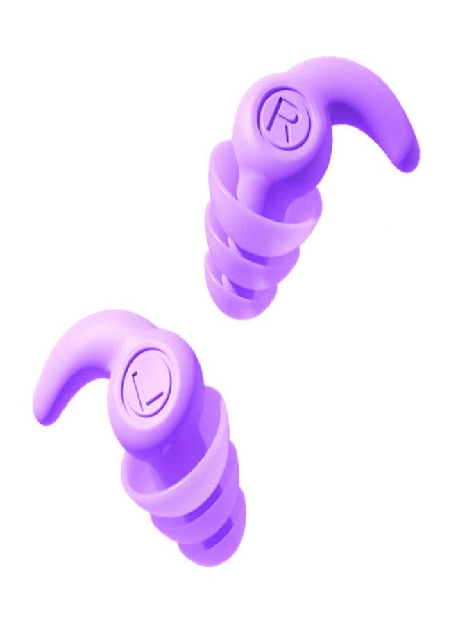AUGEN Ear Plugs for Sleeping, Noise Canceling, Reusable Silicone Earplugs for Hearing Protection, Waterproof EarPlugs Suitable for Sleeping Swimming Studying Traveling Concerts Airplanes (Purple-A - Image 1
