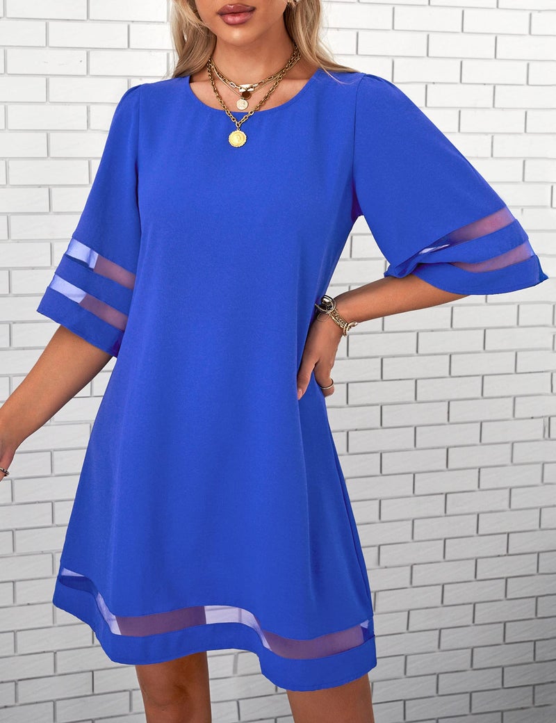 LookbookStore Summer Dresses for Women 2026 Cocktail Dress Evening Party Baby Shower Loose Tunic Beach Dresses Lapis Blue Size L Size 12 14 - Image 5