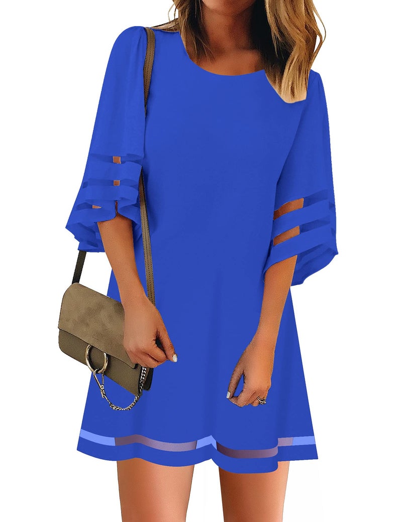 LookbookStore Summer Dresses for Women 2026 Cocktail Dress Evening Party Baby Shower Loose Tunic Beach Dresses Lapis Blue Size L Size 12 14 - Image 1