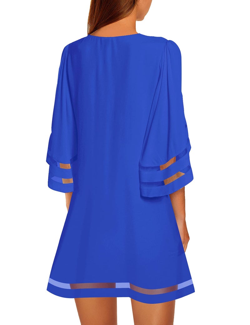 LookbookStore Summer Dresses for Women 2026 Cocktail Dress Evening Party Baby Shower Loose Tunic Beach Dresses Lapis Blue Size L Size 12 14 - Image 2