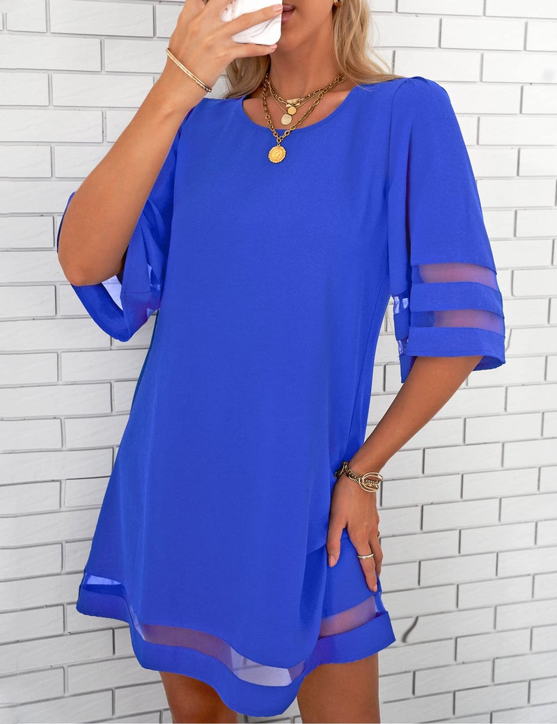 LookbookStore Summer Dresses for Women 2026 Cocktail Dress Evening Party Baby Shower Loose Tunic Beach Dresses Lapis Blue Size L Size 12 14 - Image 4
