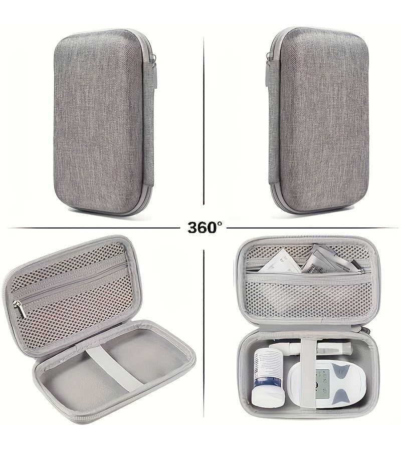 Diabetes Care Travel Storage Bag Gray Storage Case Only For Blood Glucose Testing Kits And Diabetes Supply Organizer - Image 5
