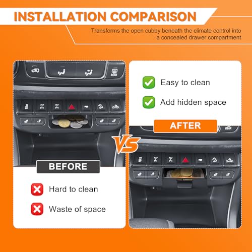 TACOBRO Center Console Hidden Drawer Organizer Compatible with 2015–2022 Chevy Colorado & GMC Canyon with Heated Seat Buttons, Secret Cubby Storage Tray Coin Holder Interior Accessories - Image 4
