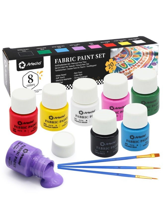 Artecho Fabric Dye 8 Colours, 20 ml / 0.7 oz Fabric Paint for Clothing, Permanent, Furniture Upholstery - Image 1