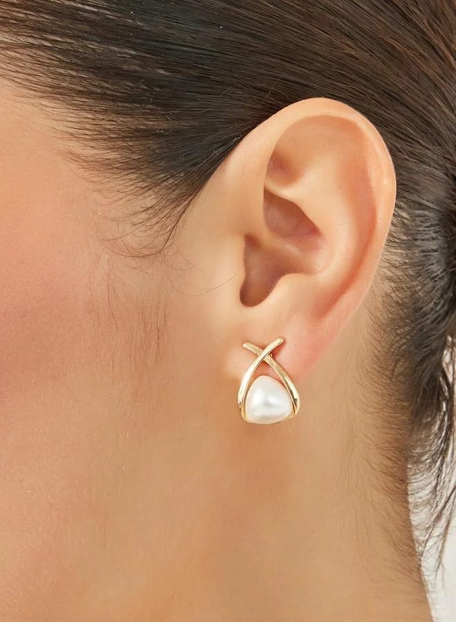 Styli Stud Faux Pearl Earrings