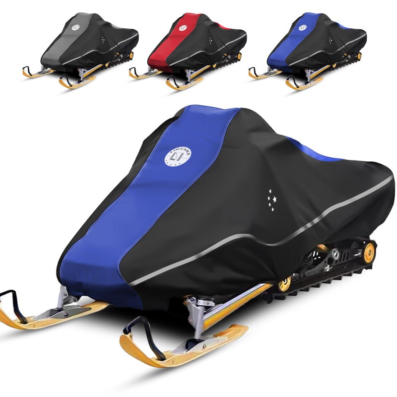 LI LIBZAKI LIBZAKI Snowmobile Cover Waterproof Sled Ski Cover 600D Heavy Duty Oxford Fabric Freeze-Resistant Down to -40Â°F Compatible with Polaris,Ski-Doo,Arctic Cat,Yamaha,Lynx,Camso,CFMOTO 116"-125" Gray - Image 1