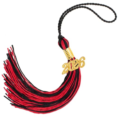 ZYLOP 2026 Graduation Tassel Graduation Tassel Red Black 2026 Grad Cap Tassels for Graduate Cap Hat Decorations with 2026 Year Gold Charm for Graduations Ceremonies Accessories - Image 1