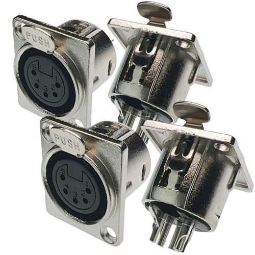 CESS 5 Pin XLR Female Socket Connector Panel/Chassis Mount (4 Pack) - Image 2