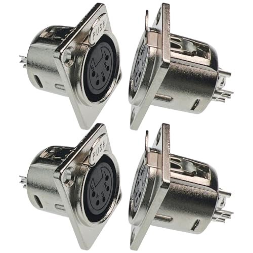CESS 5 Pin XLR Female Socket Connector Panel/Chassis Mount (4 Pack) - Image 4
