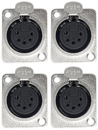CESS 5 Pin XLR Female Socket Connector Panel/Chassis Mount (4 Pack) - Image 1