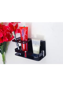 SHREE HANS FASHION Home Kitchen Studio Easy Stick On Self Adhesive Wall Mount Acrylic Toothbrush Holder Stand Tumbler Stand Organizer Rack for Home Premium Material Black  - Image 3