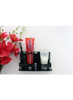 SHREE HANS FASHION Home Kitchen Studio Easy Stick On Self Adhesive Wall Mount Acrylic Toothbrush Holder Stand Tumbler Stand Organizer Rack for Home Premium Material Black  - Image 5