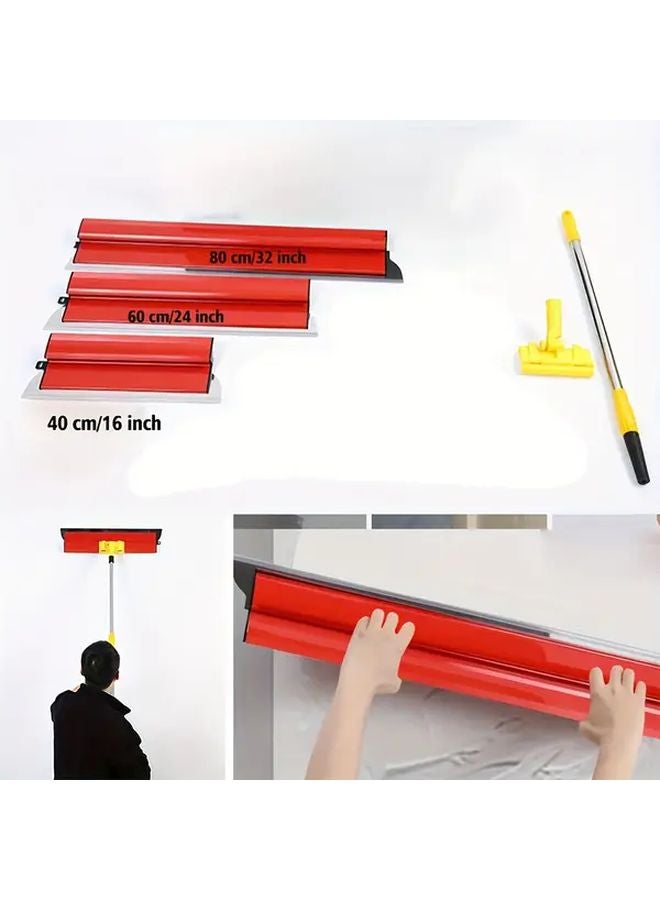 Stainless Steel Wall and Ceiling Leveling Tool 80cm 32in Manual Scraper with Red Handle - Image 2