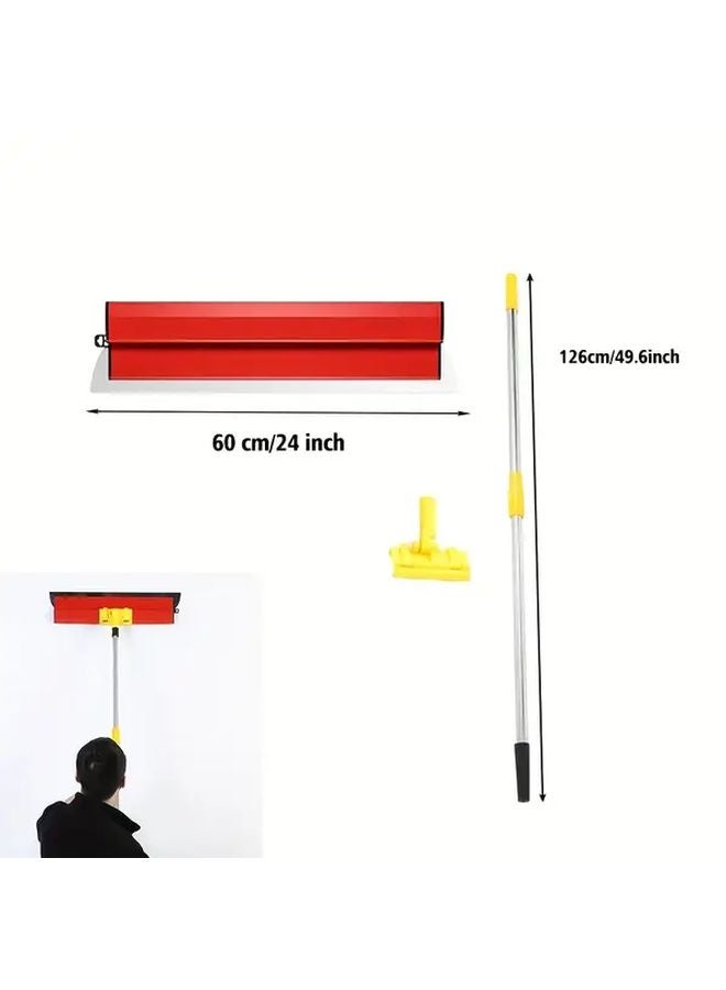 Stainless Steel Wall and Ceiling Leveling Tool 80cm 32in Manual Scraper with Red Handle - Image 3