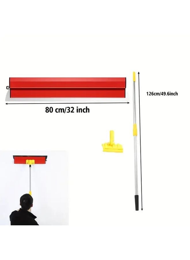 Stainless Steel Wall and Ceiling Leveling Tool 80cm 32in Manual Scraper with Red Handle - Image 1