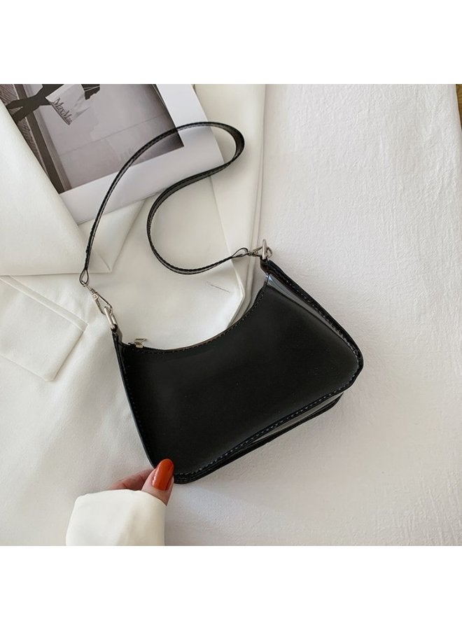 Small Bag Women's Bag 2023 Summer Trendy Korean Style Fashion Messenger Bag Net Red Ocean Style Shoulder Underarm Bag-Color:Black-Size:000 - Image 1