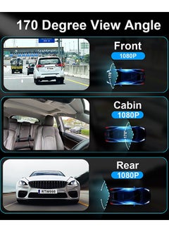 مي فازا 1080P DVR dashcam الأمامية والمدمج في الجانب الأيسر والأيمن كاميرا ثلاثية سيارة dashcam 2 بوصة شاشة IPS dashcam المدمج في واي فاي 64G الاستشعار وقوف السيارات رصد حلقة تسجيل  - Image 5
