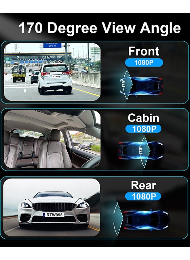 مي فازا - 1080P DVR dashcam الأمامية والمدمج في الجانب الأيسر والأيمن كاميرا ثلاثية سيارة dashcam 2 بوصة شاشة IPS dashcam المدمج في واي فاي 64G الاستشعار وقوف السيارات رصد حلقة تسجيل - Image 1