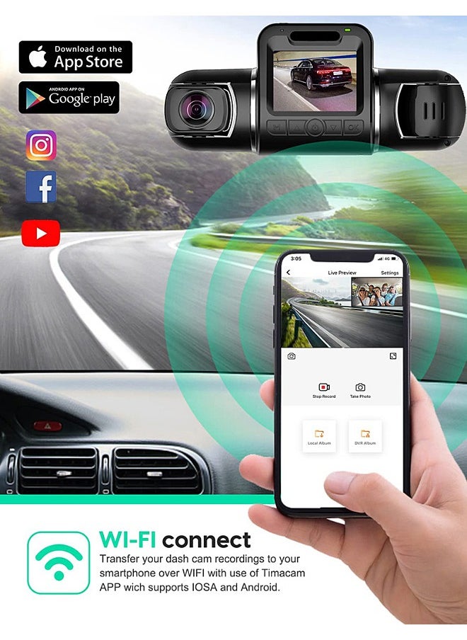مي فازا - 1080P DVR dashcam الأمامية والمدمج في الجانب الأيسر والأيمن كاميرا ثلاثية سيارة dashcam 2 بوصة شاشة IPS dashcam المدمج في واي فاي 64G الاستشعار وقوف السيارات رصد حلقة تسجيل - Image 1