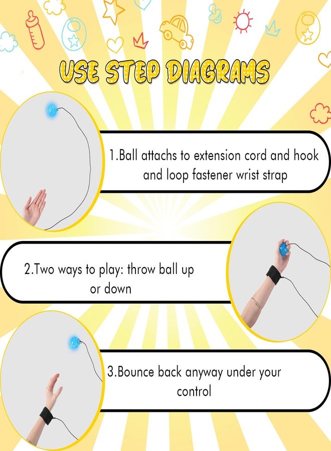 Jerify Wrist Balls on a String with Elastic String Return Ball Bulk Flashing Wristband Toys LED Birthday Party Favors for Birthday Halloween Christmas (24 Pieces) - Image 4