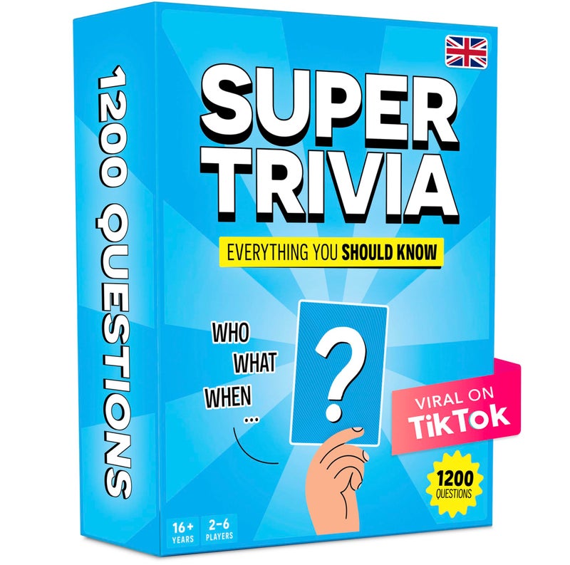 The World Game Super Trivia Game for Adults with 1200 Questions - Fun Board Game for Adults - Family Road Trip Travel Game for The Pursuit of Trivial Knowledge - Image 1