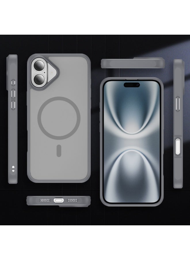 جراب iPhone 17 MagSafe، غطاء مغناطيسي رمادي غير لامع شفاف، مصد TPU نحيف مقاوم للصدمات، ظهر مصقول مضاد لبصمات الأصابع، حواف مرتفعة للكاميرا والشاشة، فتحات دقيقة، متوافق مع الشحن اللاسلكي - Image 5