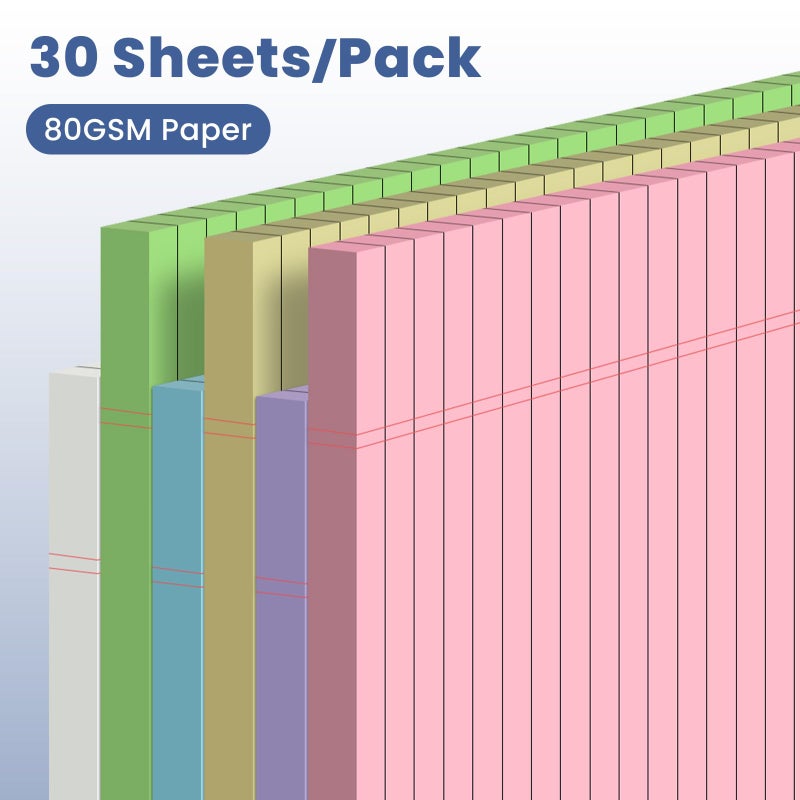 Ciphyfee 6pcs Small Note Pads, Colored Notepads 5x8 College Ruled Notebook, Writing Pads 5 x 8, Legal Pads, Pad Paper Perforate Notebooks for Work, Message, School, Office Supplies,30 Sheets/Pack - Image 3